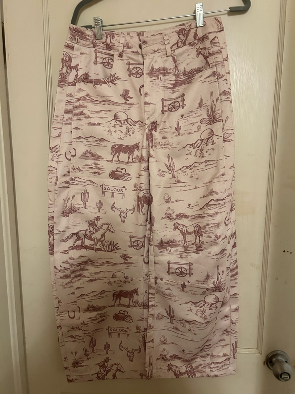 Western Print Jeans in Dusty Rose